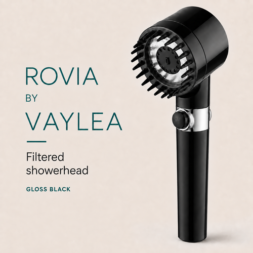 ROVIA filtered showerhead in Gloss Black