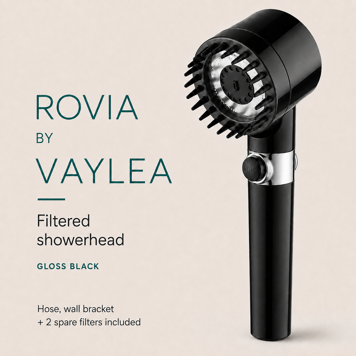 VAYLEA ROVIA filtered shower head in Gloss Black